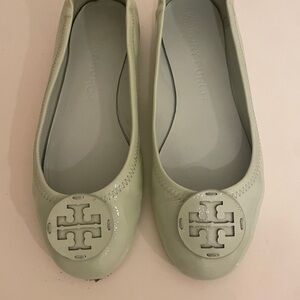 Tory Burch Mint Green Logo Flats